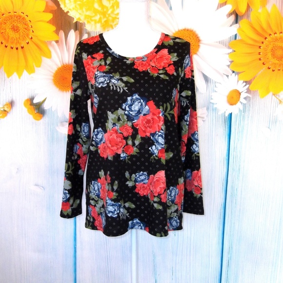 LulaRoe Floral Lynnae Top Size Medium - Picture 2 of 7